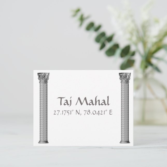Postal Postcarta de longitud Taj Mahal Latitude (Anverso de pie)