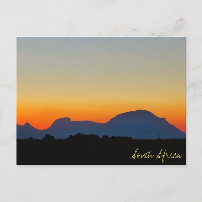 Postal Postcarta de los Montes Sunset de Sudáfrica (Anverso)
