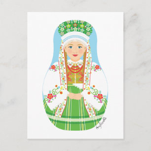 Postal Postcarta de Łowicz Pole Bride Matryoshka
