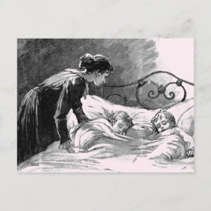 Postal Postcarta de madre e hijo durmiendo