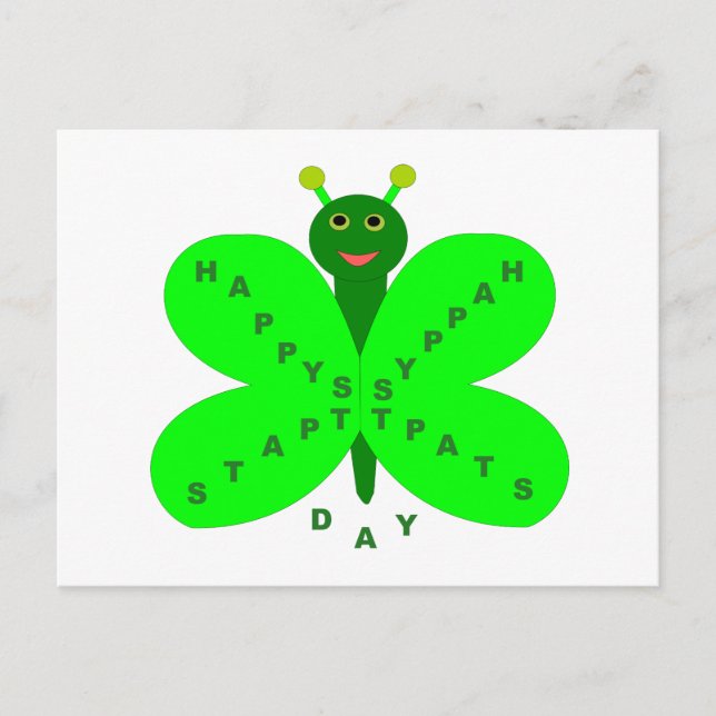 Postal Postcarta de mariposa del Día de San Patricio (Anverso)