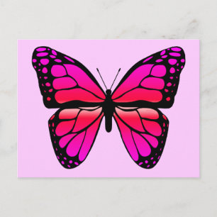 Postal Postcarta de mariposa rosa