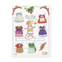 Postcarta de muñeca de papel de ratón