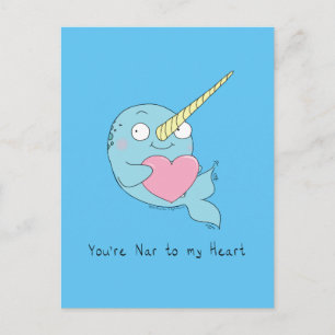 Postal Postcarta de Narwhal con amor al corazón
