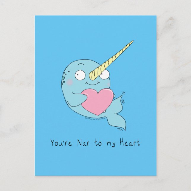 Postal Postcarta de Narwhal con amor al corazón (Anverso)