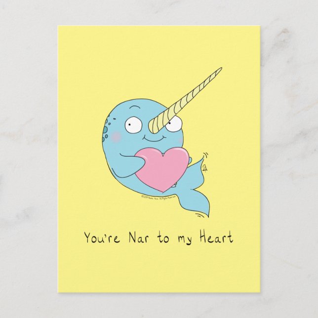 Postal Postcarta de Narwhal con amor al corazón (Anverso)