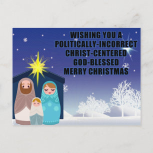 Postal Postcarta de Navidades cristianos políticamente in