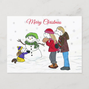 Postal Postcarta de Navidades divertidos de Snowman de Li