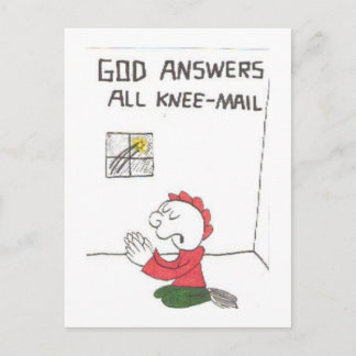 Postal Postcarta de palabras divertidas de la iglesia ani