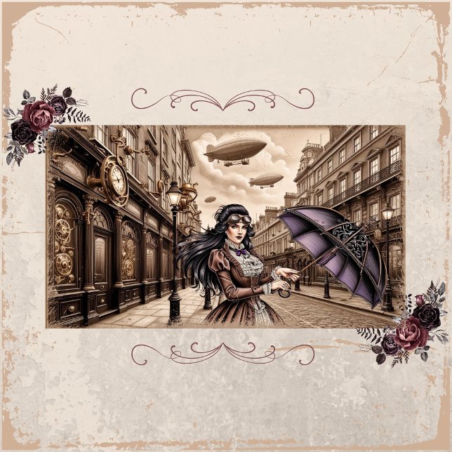 Postal Postcarta de paraguas de victoriana vintage (Vintage Victorian Woman with Umbrella Postcard)