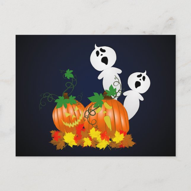 Postal Postcarta de parche de calabaza de Halloween (Anverso)