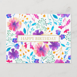 Postal Postcarta de patrón floral de mensaje personalizad