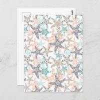 Postcarta de patrón sin foco Starfish