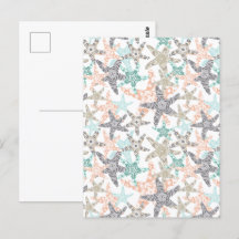 Postcarta de patrón sin foco Starfish