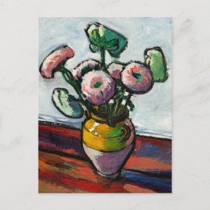 Postal Postcarta de pintura floral de Zinnias