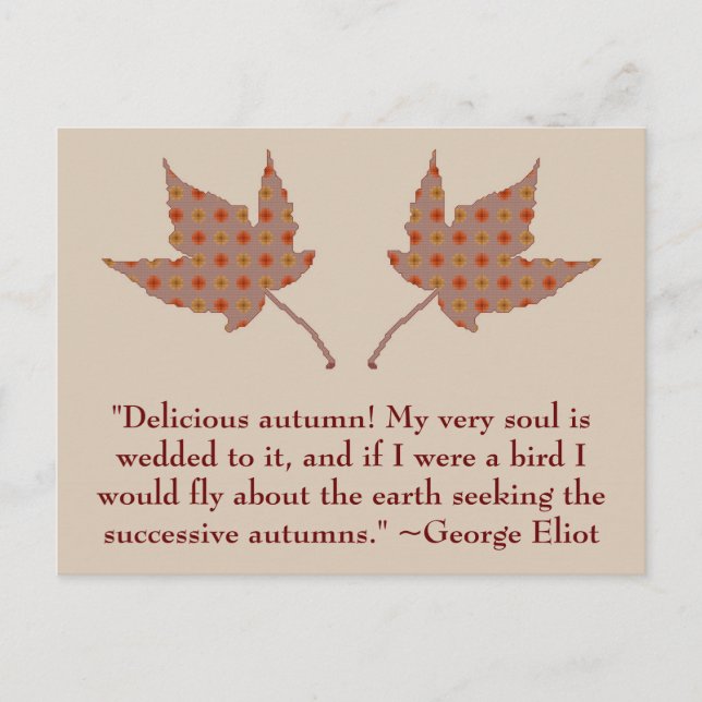 Postal Postcarta de presupuesto de otoño de George Eliot (Anverso)