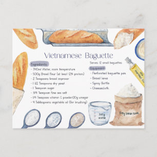 Postal Postcarta de receta de baguette vietnamita