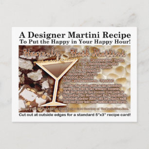Postal Postcarta de receta de Hash Martini en el cielo