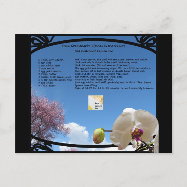 Postal Postcarta de receta de limón (Anverso)