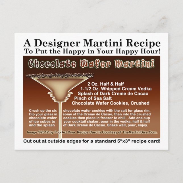 Postal Postcarta de receta de Martini de chocolate Wafer (Anverso)