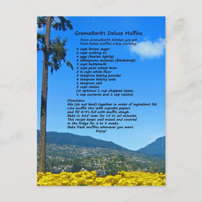 Postal Postcarta de receta de Muffin de lujo de GramaBarb (Anverso)