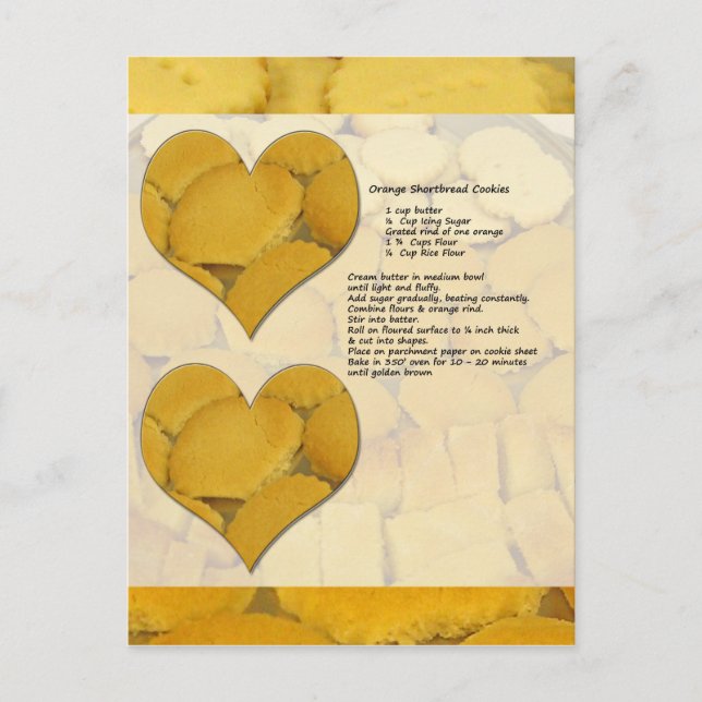 Postal Postcarta de receta de pan corto naranja (Anverso)