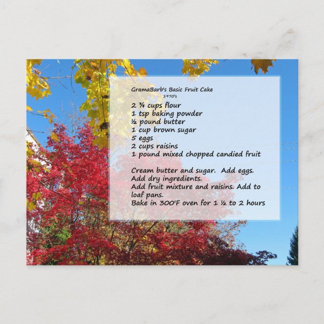 Postal Postcarta de receta de pasteles de fruta de GramaB (Anverso)