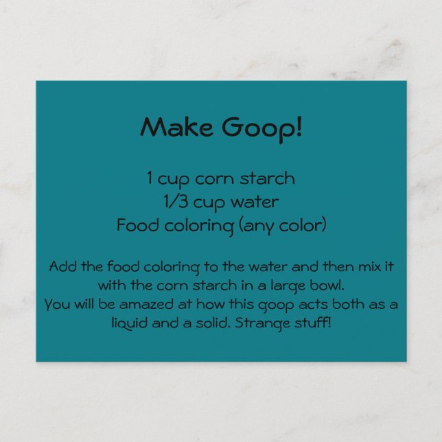 Postal Postcarta de receta goop (Anverso)