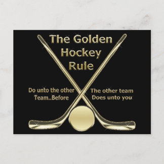 Postal Postcarta de reglas de hockey dorado