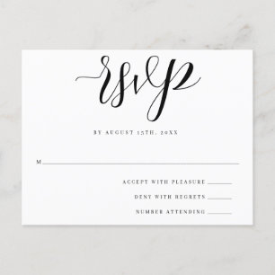 Postal Postcarta de respuesta simple de Boda de script RS