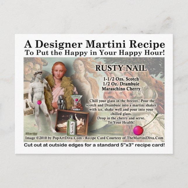 Postal Postcarta de Rusty Nail Martini (Anverso)