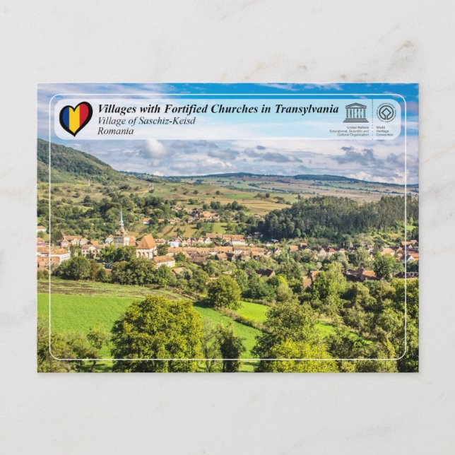 Postal Postcarta de Saschiz-Keisd, UNESCO (Anverso)
