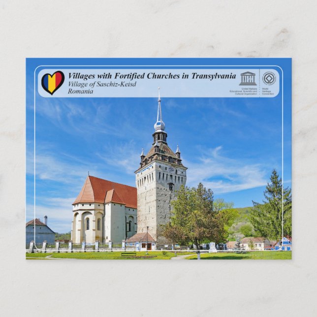 Postal Postcarta de Saschiz-Keisd, UNESCO (Anverso)
