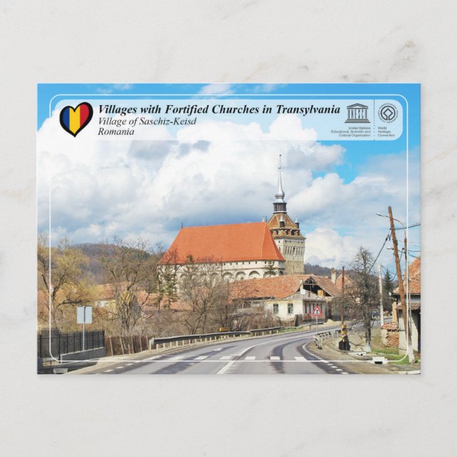 Postal Postcarta de Saschiz-Keisd, UNESCO (Anverso)