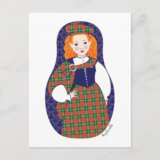 Postal Postcarta de Scotswoman Matryoshka (Anverso)