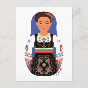 Postal Postcarta de Serb Brunette Matryoshka