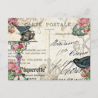 Postal Postcarta de Shabby Chic Paris Bluebird