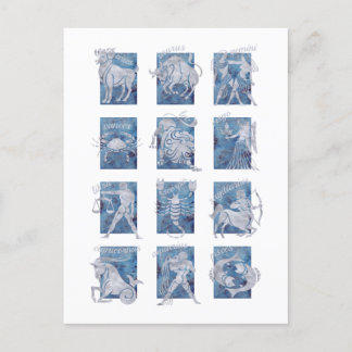 Postal Postcarta de signos de Zodiac 12 estrellas