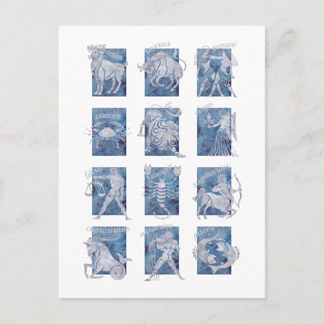 Postal Postcarta de signos de Zodiac 12 estrellas (Anverso)