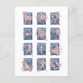Postal Postcarta de signos de Zodiac 12 estrellas