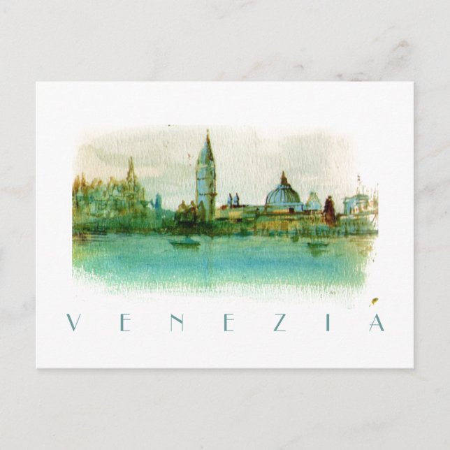 Postal Postcarta de sketch acuarela de Venecia ITALIA (Anverso)