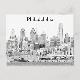 Postal Postcarta de sketch de Filadelfia