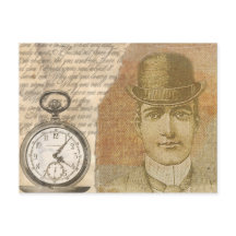 Postcarta de Steampunk Gentleman Pocket Watch Bowc