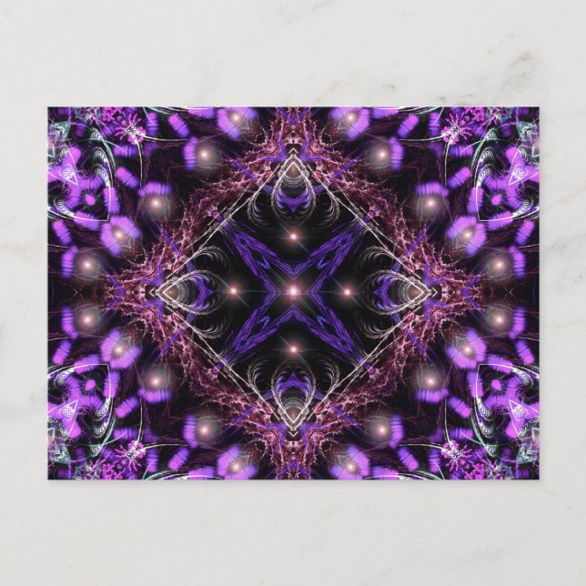 Postal Postcarta de Tapiz Fractal de Luz Púrpura (Anverso)