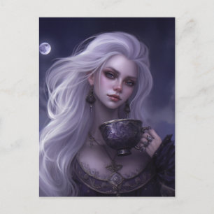 Postal Postcarta de té con luz de la luna