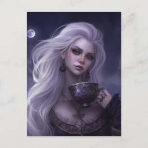 Postal Postcarta de té con luz de la luna