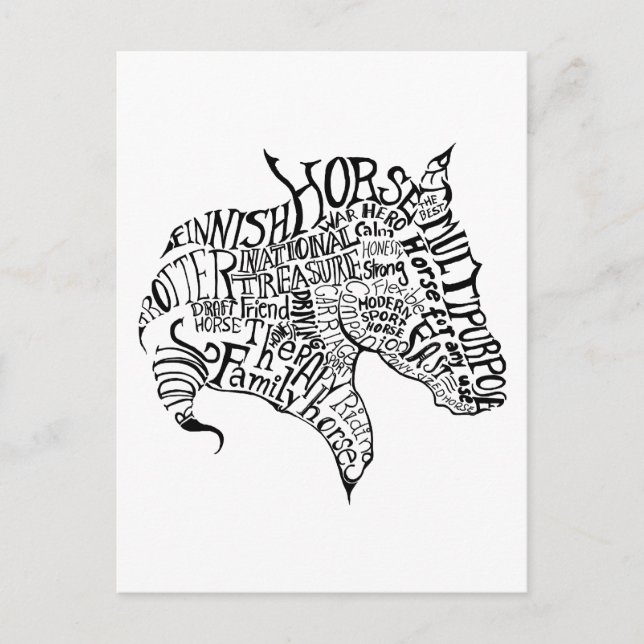 Postal Postcarta de tipografía de Finnhorse Freehand (Anverso)