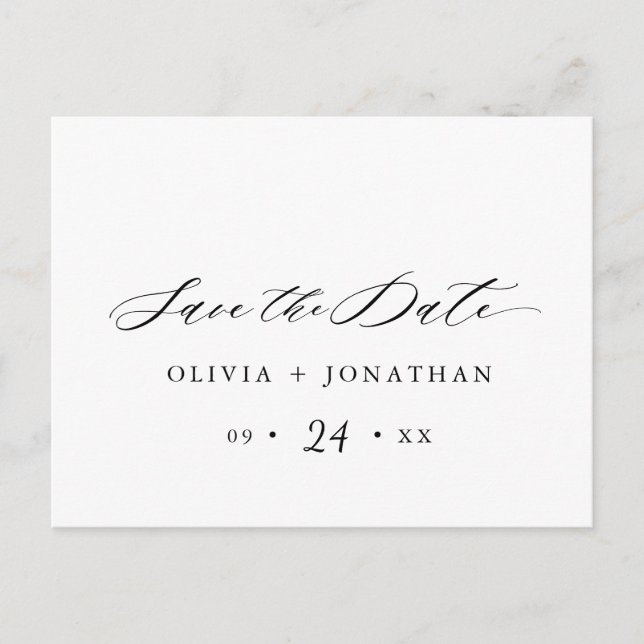 Postal Postcarta de tipografía de guión elegante negro (Anverso)