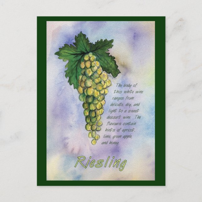 Postal Postcarta de uvas de vino blanco al riesgo (Anverso)