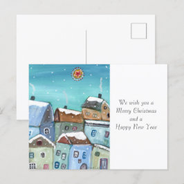 Postal Postcarta de vacaciones de Winter Village